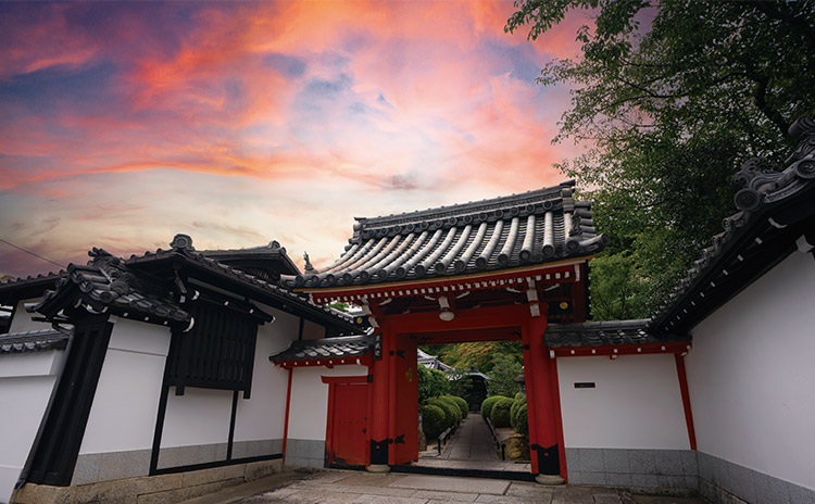 栄摂院山門夕景